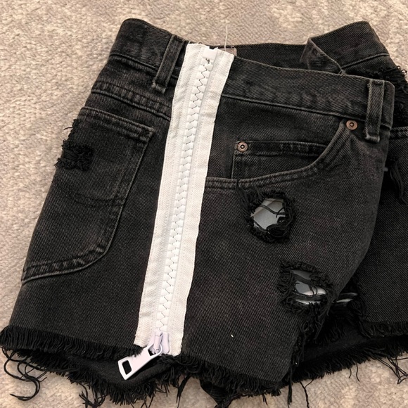 Furst Of A Kind Denim Shorts Dark Grey/black Side Zippers Shorts - Picture 6 of 8